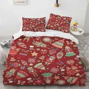 v431 Bed Sheets Cat Merry Christmas Santa Claus Bedding Set,Duvet Cover Bed Set Quilt Cover Pillowcase,King Queen Twin Size Boys Girls Adults 3-Piece
