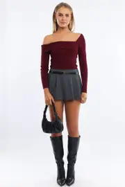 Grey Mini Skort Belted Skirt - Size 16XL, Women's Skort