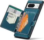 [Hongxinyu] Case for Google Pixel 8A,Detachable Magnetic Wallet Card Cash Slot Case Cover Support Wireless Charging Functional Kickstand for Google 8A 2024 (Teal)