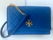 New Tory Burch Georgia Turn-Lock Mini Bag Blue Crossbody Leather