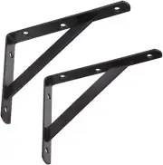2 Pcs 8Inch Tripod Triangle Shelf Brackets, Wall Mounted Shelf Supports Black,Bt