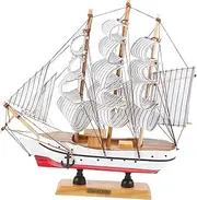 Garneck Elegant 24cm Sailing Ship Model Home Decor Wooden Ornament Vintage Decor