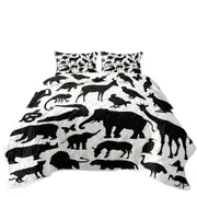 Black and White Animals Silhouettes Coverlet