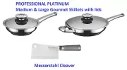 PROFESSIONAL PLATINUM 2 Gourmet Skillets & Messerstahl Cleaver set