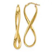 14K Yellow Gold Polished Infinity Hoop Earrings