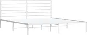 vidaXL King Size Metal Bed Frame with Headboard and Extra Storage Space - Powder-Coated Steel in White, Suitable for 183x203 cm Mattress (Mattress not Included)