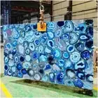 Blue Agate Geode Counter Top, Agate Handmade Furniture For Dining Table Decors