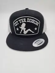 Dixxon Flannel “Get Yer Dixxon” Snap Back Hat NEW Trucker Mudflap Girl Cap BLACK