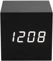Digital Alarm Clock Wood Cube Little Clock with LED Time Calendar Temperature