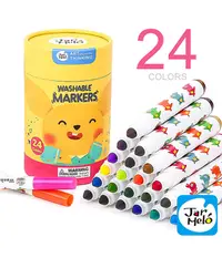 在飛比找PChome24h購物優惠-【JarMelo 原創美玩】兒童可水洗彩色筆(24色) JA