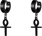 [Peasimy] Gothic Titanium Steel Cross Ear Buckle for Men Women Stainless Steel Cross Earrings Party Jewelry