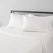 Amazon Basics Lightweight Super Soft Easy Care Microfiber Bed Sheet Set with 36-cm Deep Pockets - Double / Full,Cream