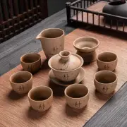 Complete Tea Set Crude Pottery Tea Set Ceramic Tea Pot Gaiwan Tureen Pitcher Cup