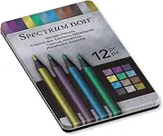 [Spectrum Noir] Metallic Art Sketching Drawing Colouring Pencils, Multicolours, Pack of 12, Wood, 19 x 12 x 1.5 cm