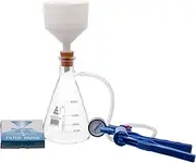 Complete Vacuum Filtration Kit - Includes 500mL Filtering Flask, Hand Vacuum Pump, Buchner Funnel, Filter Papers, Rubber Tubing & Stopper - Eisco Labs