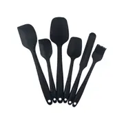 1 Set Good Flexibility Utensils Set One Piece Design Silicone Flour Cream Baking Utensils Set Baking Tool Black