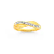 9ct Gold Diamond Crossover Ribbon Ring