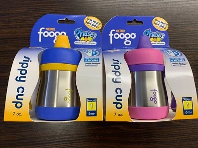 THERMOS FOOGO 7oz STAINLESS STEEL SIPPY 2PCS CUP-Blue+Pink 2pcs