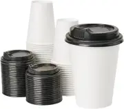RACETOP 50-Pack 12oz Disposable Paper Coffee Cups with Lids, Hot & To Go