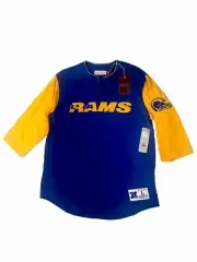 LA RAMS Mitchell & Ness 3/4 Sleeve Jersey Embroidered Logo. New With Tags