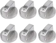 [Auswalar] 6 PCS Gas Stove Knob,6MM Universal Cooker Replacement Knobs,Metal Rotary Switch for Kitchen Cooktop, Gas Stove & Various Ovens, Precise Temperature Control