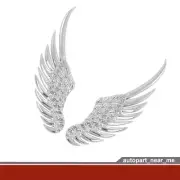 Silver Tone Angel Wings Style Badge Sticker Alloy for Auto Car Universal- 2pcs