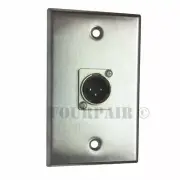 1-Port Socket 3-Pin XLR Male Stainless Steel Microphone Mic Audio Wall Plate New