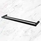 Bath 600mm Double Towel Rail Rack Ring Holder Round Stainless Steel 304 Black
