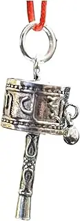 Tibetan Prayer Wheel 1.18" Silver Retro Spinning Prayer Wheel Tibetan Buddhism Pendant Hand-cranking Prayer Wheel Crafts