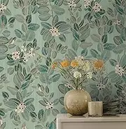 Ismoon Delicate Gold And Green Wallpaper16.1'' X 197''Thicken Green Leaf Peel And Stick Wallpaper Vintage Contact Paper Waterproof Wallpaper Self Adhesive Paper Vinyl Roll For Wall Cabinet Shelf Liner