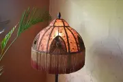 Lampshade dome brown ombre hand-stitched table lampshade floor lampshade