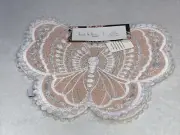 NWT Nicole Miller White Peach Silver Metallic Embroidered Butterfly Placemats