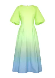 Olivia Rubin Lorena Ombré Cotton Midi Dress - Green - 8 8