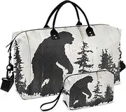 [YXYZRMY] Retro Sasquatch Silhouette Travel Duffel Bag Gym Bag Sports Tote Bag with Multiple Interior Pockets Shoulder Weekender Bag for Women Men with Toiletry Bag 20.5”x 7.9”x 13.8”, Multi-Colored