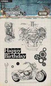 Studio Light Gearhead's Workshop Clear Stamps-Nr. 673,Gears & Bikes 5A0023K1-1G6