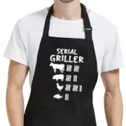 Funny Grill Aprons for Men with Pockets, Mens Aprons for Cooking Serial Griller
