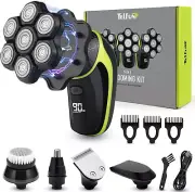 Detachable 7D Head Shavers, 5-In-1 Electric Razor IPX7 Waterproof for Bald Men,