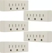 Home Electrical 3-Outlet Extender Wall Tap, 5 Pack, Grounded Adapter Plug