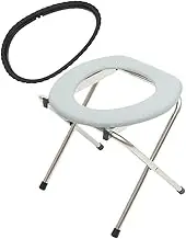 DEARMAMY Foldable Toilet Stool Chair for Elderly & Pregnant Women – Adjustable Height Squatting Toilet Stool with Sturdy Stainless Steel Frame, Non-Slip Feet – Portable Bathroom Commode