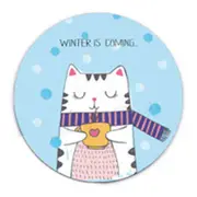 5Pc Coffee Cat Pattern Circular Mouse Pad