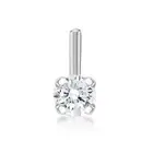14K White Gold L-Shaped Nose Ring With 0.05 Carat Diamond Jewelry - 18 Gauge