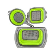3PCS Collapsible Colander Set Veggies Fruit Folding Pasta Strainer Over The Sink