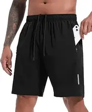 [UUMIAER] Men's Gym Shorts Quick Dry 7" Lightweight Breathable Workout Athletic Running Short with Zipper Pockets