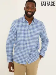 FatFace Sandy Light Vintage Blue Long Sleeve Check Shirt (E79533) | $106