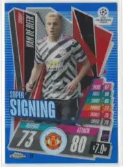 2020-21 Topps Chrome Match Attax Donny Van De Beek Blue Refractor #/150 Man U