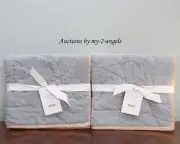 S/2 NEW Pottery Barn RUSTIC STONEWASHED ORGANIC Quilt-ed Standard Shams BLUE