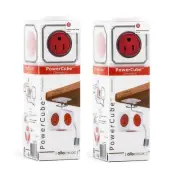 (2 Pack) PowerCube Extended - 5 Outlet Power Adapter w/ 5ft Extension cord - Red
