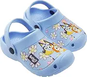 Clogs for Kids and Toddlers Fun Garden Shoes Slip On with Ankle Strap Indoor Outdoor Summer Slippers for Home Beach Pool Holiday, Bluey Sisters, 7 UK