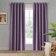 Cadence & Co Byron Matte Velvet 100% Blockout Eyelet Curtains Twin Pack Lilac 90x223cm