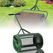 Lawn & Garden Spreaders - 24 Inch Heavy Duty Metal Mesh Basket Push Spreader - Compost, Peat Moss, Top Soil, Mulch - Durable Lightweight Multi-Purpose Yard Care Equipment